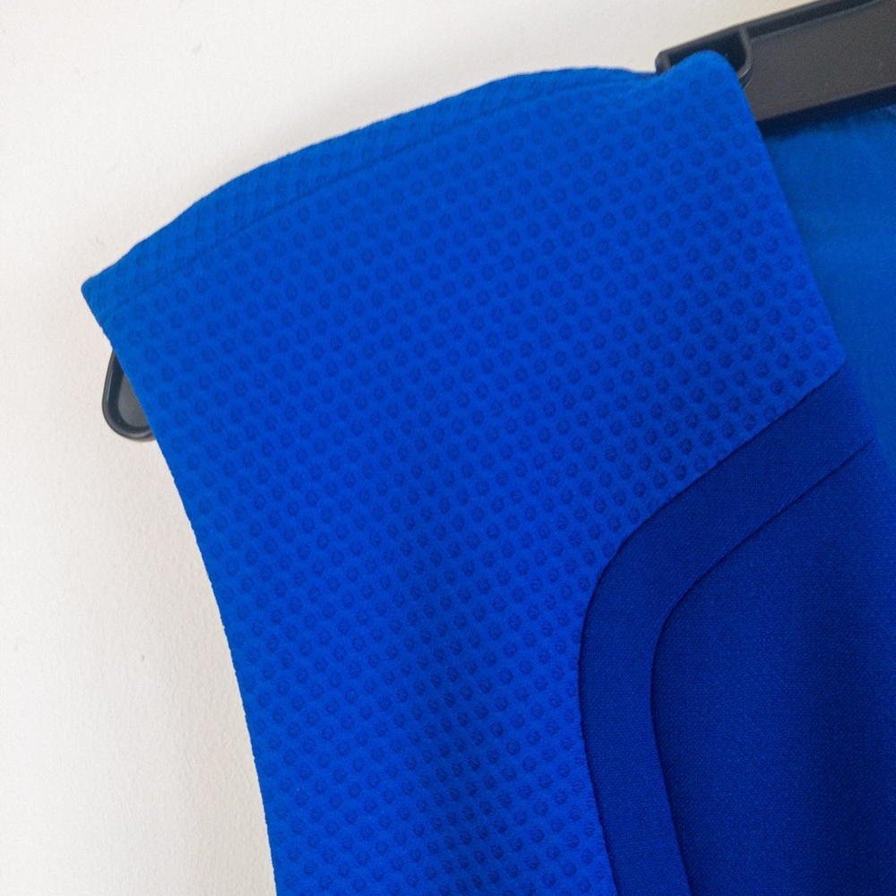 Royal blue designer sleeveless sheath dress